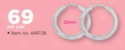 JCSA 20mm Silver Earring-Per Pair