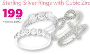 Sterling Silver Rings With Cubic Zirconia-Each
