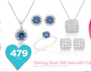 JCSA Sterling Silver Gift Sets With Cubic Zirconia-Per Set