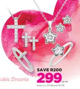 JCSA Sterling Silver Gift Sets With Cubic Zirconia-Per Set