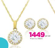 JCSA 9ct Gold Pendant And Earrings Set-Per Set