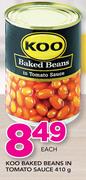 Koo Baked Beans In Tomato Sauce-410g