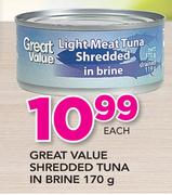 Great Value Shredded Tuna In Brine-170g