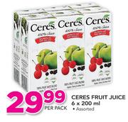 Ceres Fruit Juice Assorted-6x200ml Per Pack