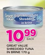 Great Value Shredded Tuna In Brine-170g