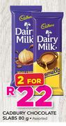 Cadbury Chocolate Slabs Assorted-2x80g