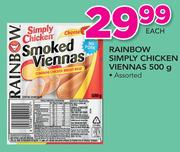 Rainbow Simply Chicken Viennas Assorted-500g