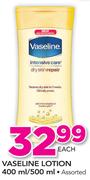 Vaseline Lotion Assorted-400/500ml