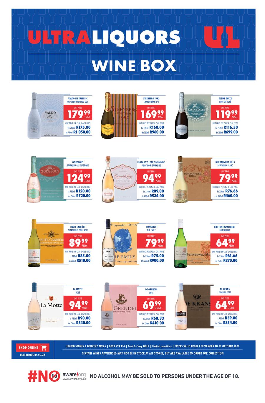 Ultra Liquors Wine Box Deals (01 September 31 October 2022) — m