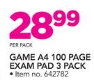 Game A4 100 Page Exam Pad 3 Pack-Per Pack