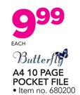Butterfly A4 10 Page Pocket File-Each
