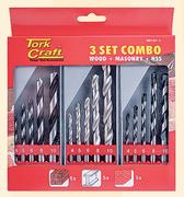 Tork Craft Drill Bit 3 Set Combo Wood Masonry HSS-Per Combo