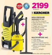 Karcher High Pressure Washer K2 360 + Multi Purpose Vac-Per Bundle