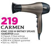 Carmen Ionic 2200W Britney Spears Hairdryer 5167