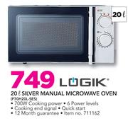 Logik 20Ltr Silver Manual Microwave Oven P70H0L-SES