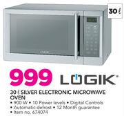 Logik 30Ltr Silver Electronic Microwave Oven