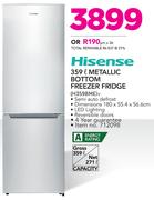 Hisense 359Ltr Metallic Bottom Freezer Fridge H359BME