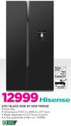 Hisense 670Ltr Black Side By Side Fridge