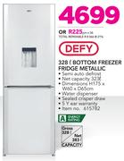 Defy 328Ltr Bottom Freezer Fridge Metallic