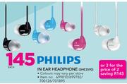 Philips In Ear Headphones SHE3590-Each