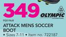 Olympic Attack Mens Soccer Boot Sizes 7-11-Per Pair