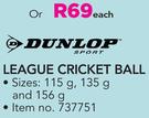 Dunlop League Cricket Ball-Each