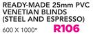 Decorland Ready-Made 25mm PVC Venetian Blinds(Steel And Espresso) 600x1000mm