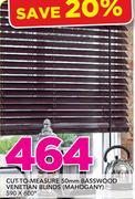 Decorland Cut-To-Measure 50mm Basswood Venetian Blinds Mahogany 590x600mm