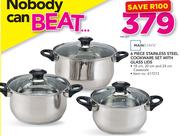 Mainstays 6 Piece Stainless Steel Cookware Set With Glass Lids-Per Set