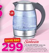 Sunbeam 1.8Ltr Glass Kettle SDGK-180