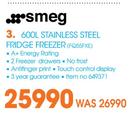 Smeg 600Ltr Stainless Steel Fridge Freezer FQ55FXE