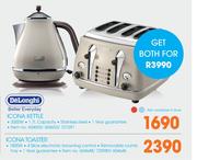 Delonghi Icona Kettle + Delonghi Icona Toaster