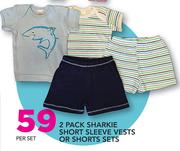 2 Pack Sharkie Short Sleeve Vests Or Shorts Set-Per Set