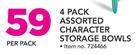 Nuby 4 Pack Assorted Character Storage Bowls-Per Pack