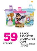 Nuby 3 Pack Assorted Character Cups-Per Pack
