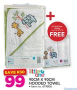 Little One Hooded Towel-90cm x 90cm Free 2 Pack Face Cloths