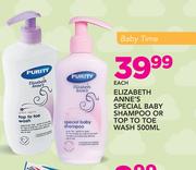 Purity Elizabeth Anne's Special Baby Shampoo Or Top To Toe Wash-500ml Each