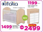 Ditalia Wooden Crib Two Tone And Baby Compactum-For Both