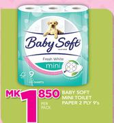 Baby Soft Mini Toilet Paper 2Ply-9's Pack