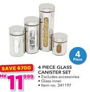 4 Piece Glass Canister Set Excluding Accessories