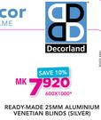 Decorland Ready made 25mm Aluminium Venetian Blind(Silver) 600x1000mm