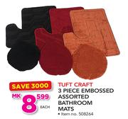 Tuft Craft 3 Piece Embossed Assorted Bathroom Mats