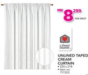 Always Home Unlined Taped Cream Curtain 230x218cm-Per Drop
