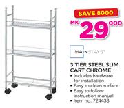 Mainstays 3 Tier Steel Slim Cart Chrome