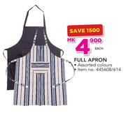 Full Apron In Assorted Colours-Each