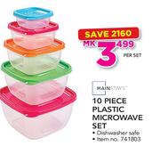 Mainstays 10 Piece Plastic Microwave Set-Per Set