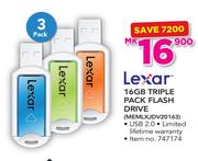 Lexar 16GB Triple Pack Flash Drive MEMLXJDV20163