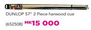 Dunlop 57" 2 Piece Hardwood Cue