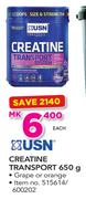 USN Creatine Transport 650g in Grape Or Orange-Each