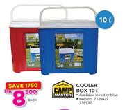 Camp Master 10Ltr Cooler Box In Red Or Blue-Each
